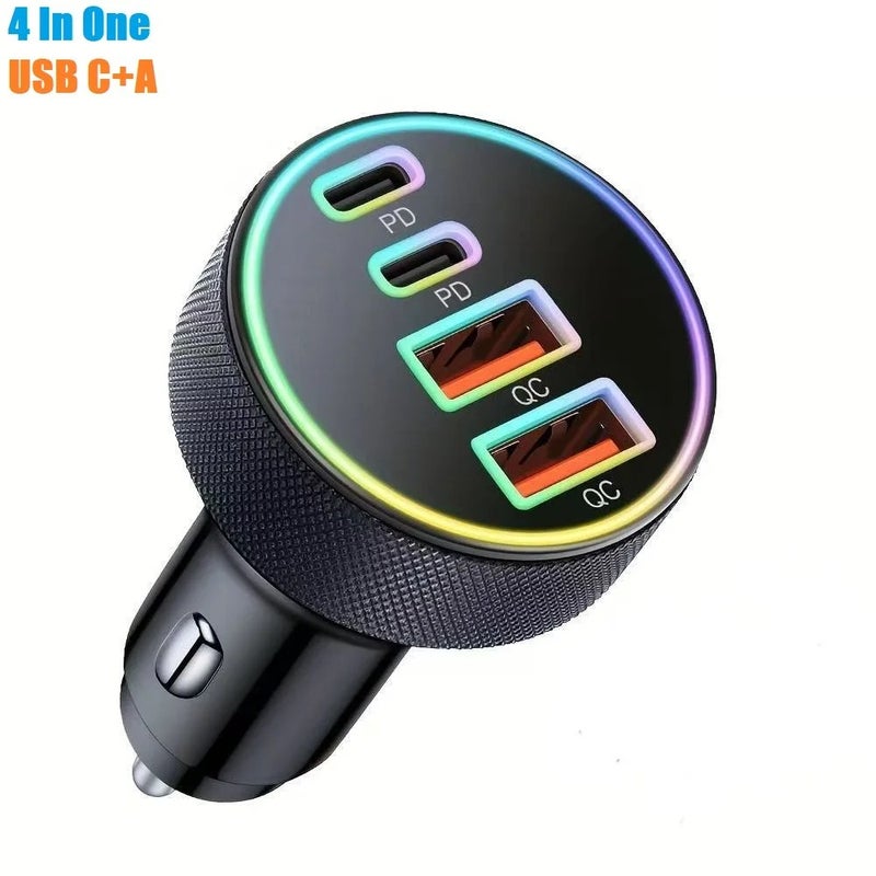 Bluejw 90W 4-Port USB C Car Charger, Dual USB-C & USB-A Automobile Chargers, PD Fast Charging Adapter Cigarette Lighter for Mobile - Image 1